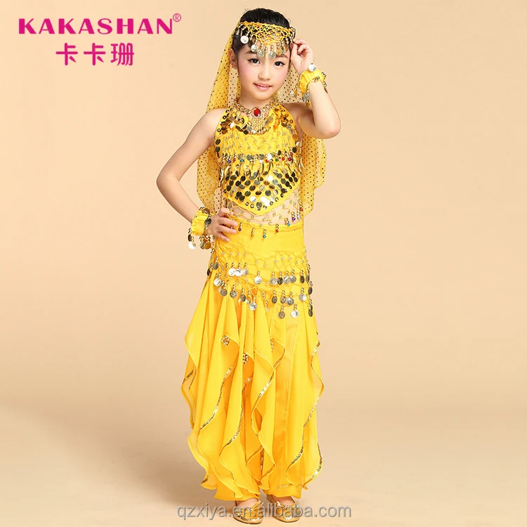 

Fancy Girls Dance Stage Costumes Performance Dress Children Belly Dance Costumes, Rose;yellow;blue;red