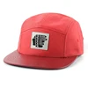 Vintage Style Cotton And Leather Brim Adjustable 5 Panel Caps Custom