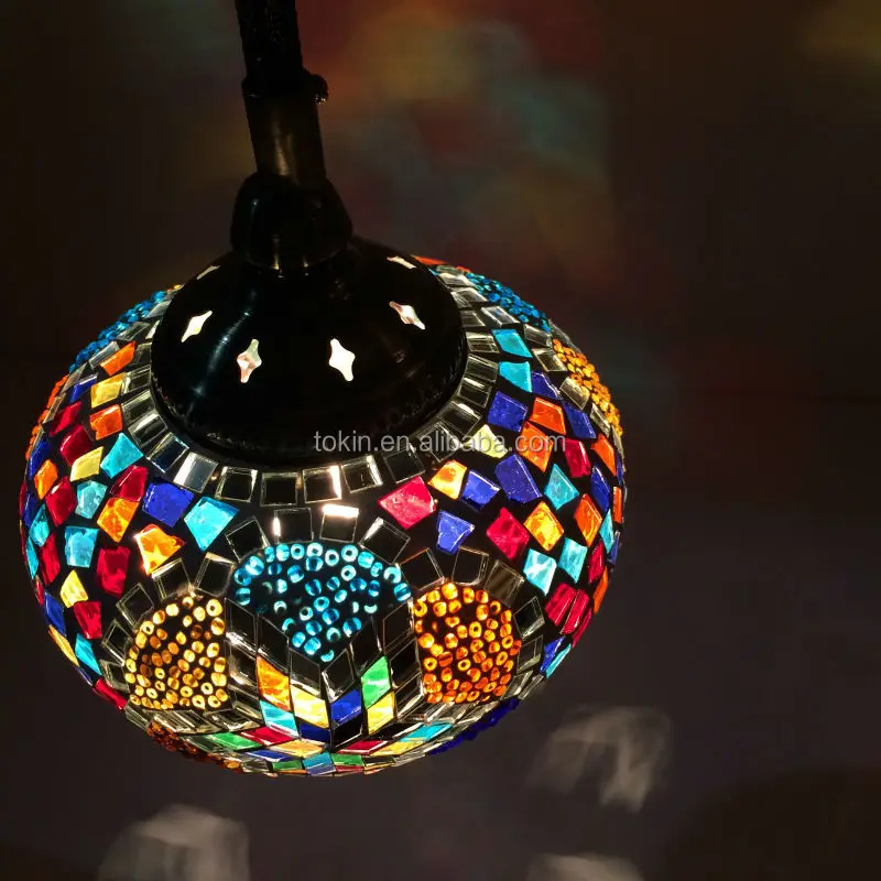 Tokin Beautiful Handmade Turkish Mosaic Lamp Single Ball Hanging Lights for Home and Night Club Decoration