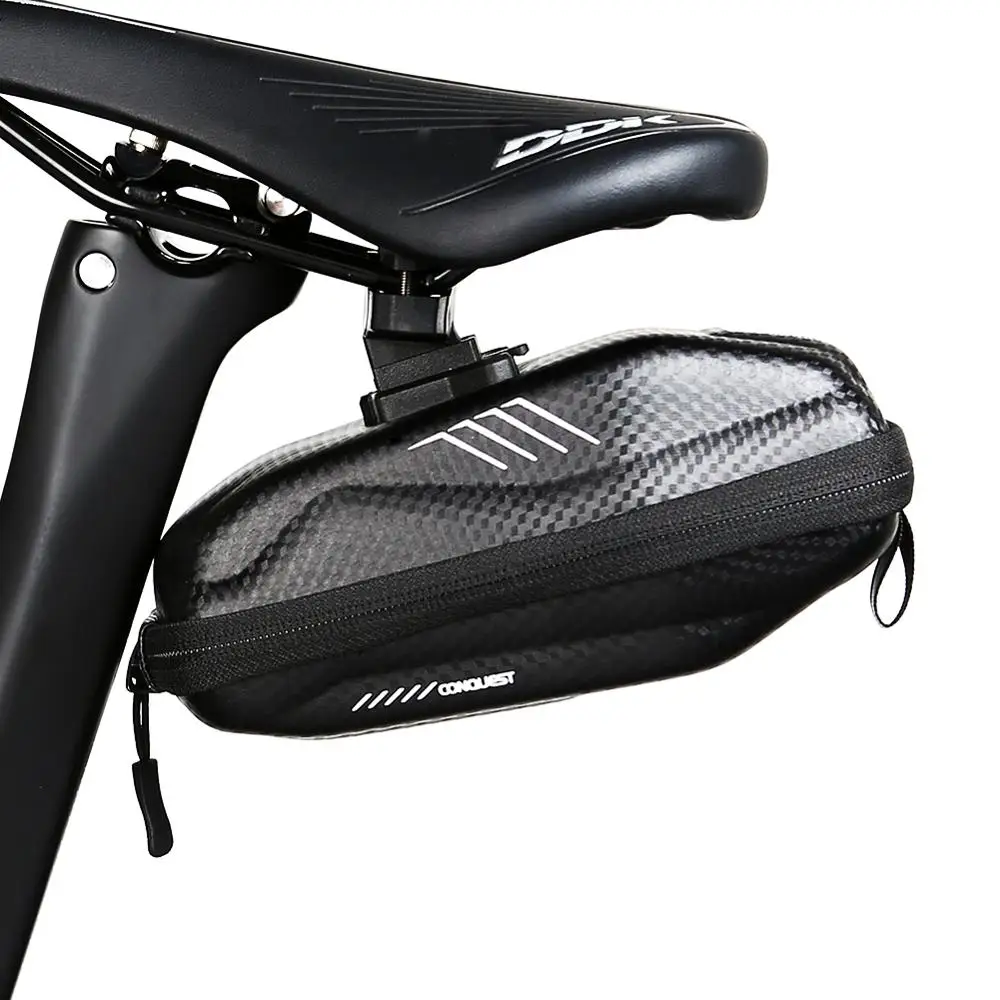 

INBIKE Hard Shell Rainproof Rear Tail Seat PU Leather Cycling Bicycle Tail Bags Waterproof Saddle Bike Bag, Black