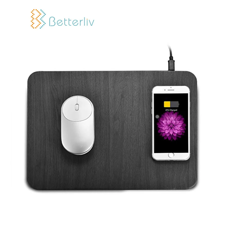 

10w qi wireless charger charge leather mouse mat quick charging mouse pad