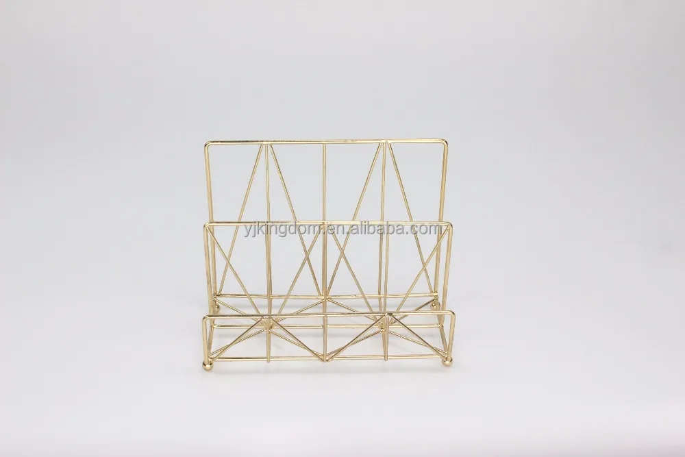 
oem 550-25 office organizer gold metal wire desktop letter sorter holder 