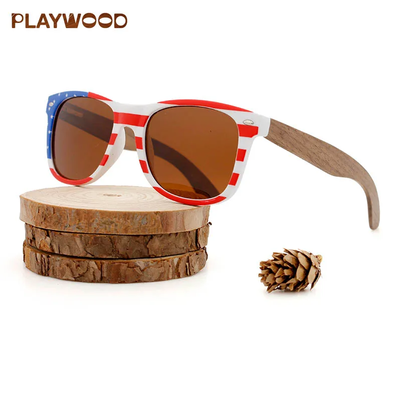 

Custom Made American Flag Wood Bamboo Sunglasses