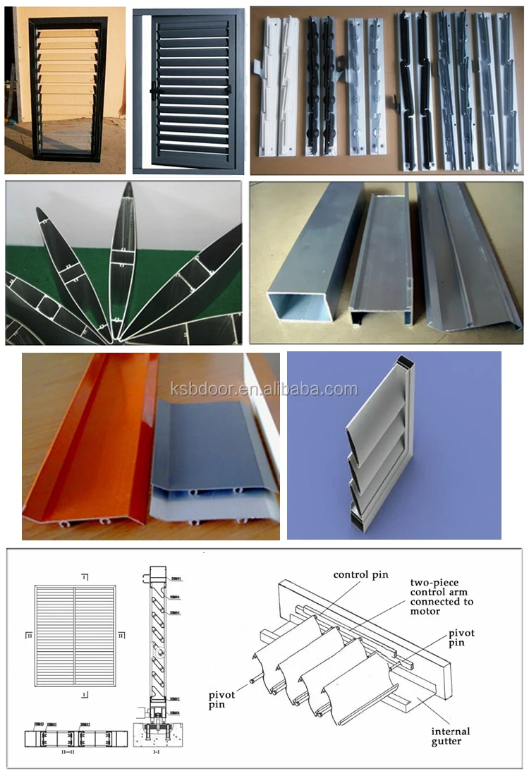 European modern style exterior blinds shutter blade aluminium louver casement windows in china