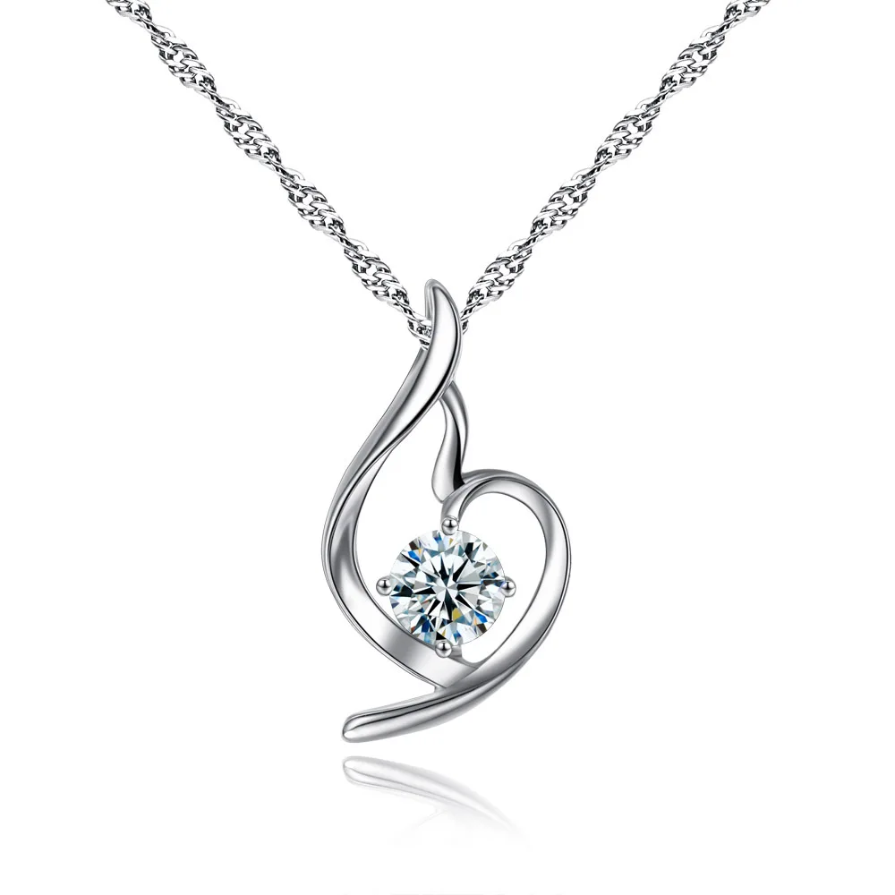

Wholesale Silver Jewelry Rhodium Silver Jewelry With Chain 925 Sterling Silver Necklace Free Shipping, White, purple