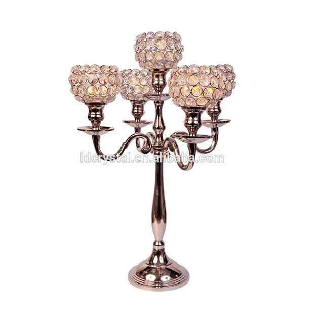 Silver 5 Light Floor Standing Candelabra Votive Candle Holder