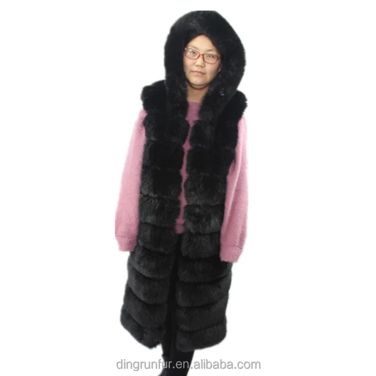 
New fashion women winter Long style Faux Fox Fur Vest artificial fur jacket 