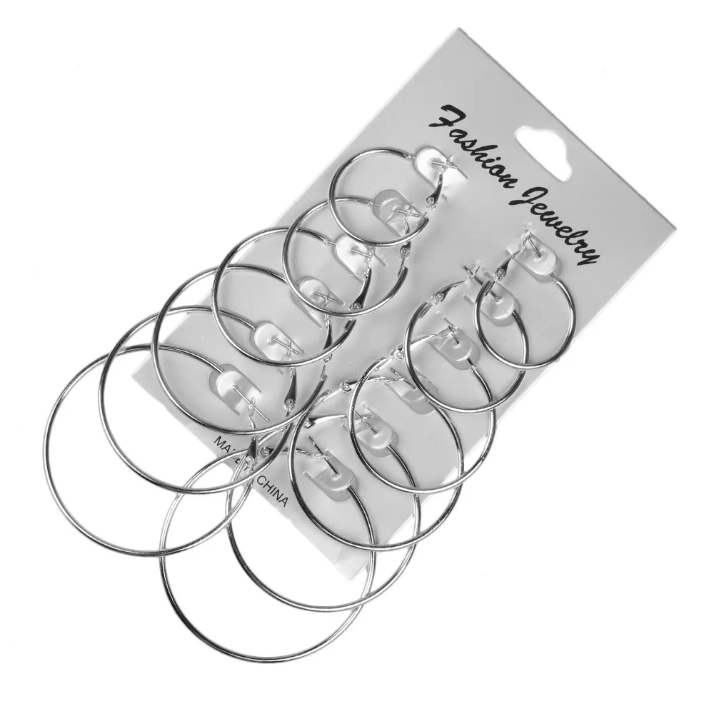 

Fashion 6 pair /card trendy hoop earrings for women wholesale N81139, Colorful