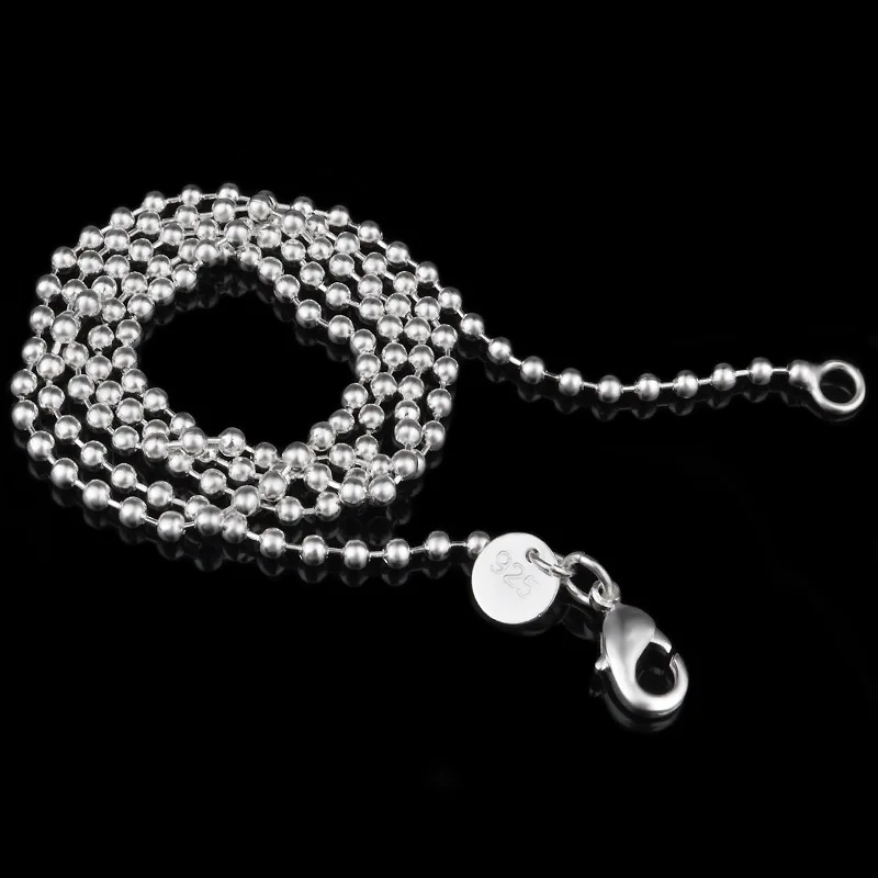 

wholesale cheap beads silver chain stamped 925 stock for 16 18 20 22 24 26 28 30 inch
