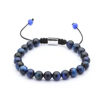

High Quality Wholesale Nature 8mm Blue Tiger Eye Beads Adjustable Men Stone Bracelet