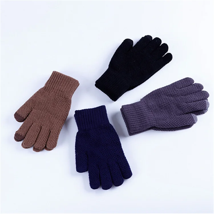 
Unisex Cheap Warm Acrylic Winter Knitted Gloves With Touch Screen 