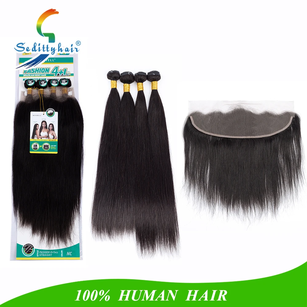 

china supplier brazilian hair 100% human hair frontal lace closure with bundles straight