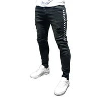 

Eaglestar Hot Selling Wholesale Stock Fashion Design Skinny Custom Denim Super Pant Stripe Ripped Skinny Man Jeans