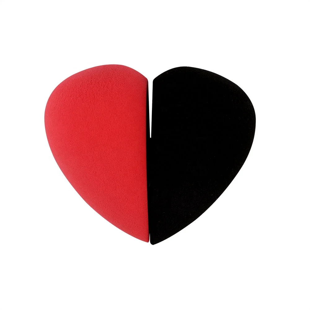 

2 Pieces Best Egg Heart Makeup Sponge in Heart-shape Case, Red & black