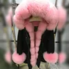 Fashion warm Rex rabbit fur lining with real fur collar women hood jacket fur lining coats