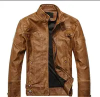 

Queena Men's leather motorcycle coats jackets washed leather coat