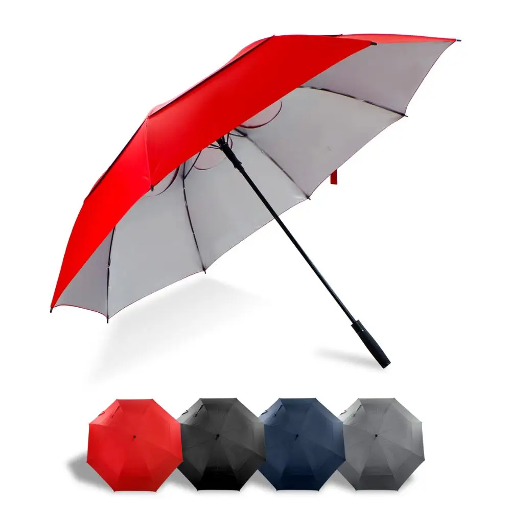 

Large double canopy wind resistant fiberglass 8 ribs golf umbrella, Customized color