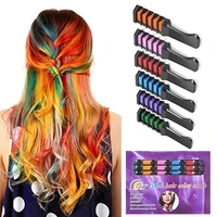 

6 Colors Fashion Sexy Ameauty Temporary Hair Chalk Cosplay DIY Non-Toxic Washable Hair Color Comb for Party Makeup