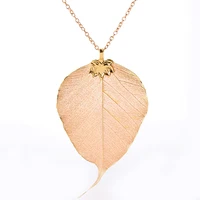 

Christmas Gift Bodhi Leaf Shaped Many Colors Plated Necklace