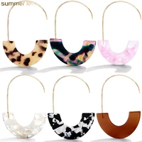 

New Design Big Hook Lucite Leopard Grain Multi-Color Hoop Resin Drop Dangle Acrylic Statement Earrings Jewelry For Women Girls