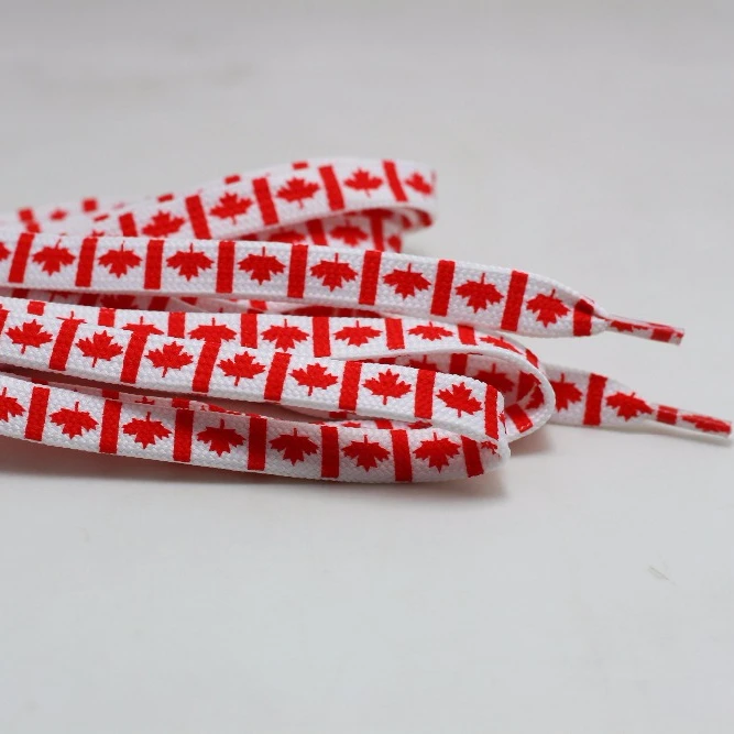 

Canada Flag Silk Screen Printed Tubular Shoelaces