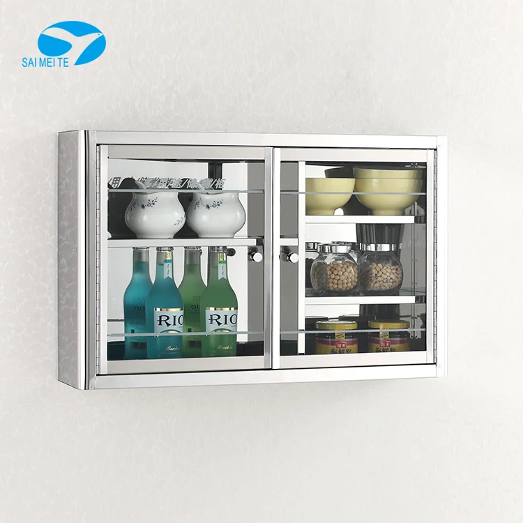 Wall Mounted Stainless Steel Kitchen Mirror Cabinet With Glass