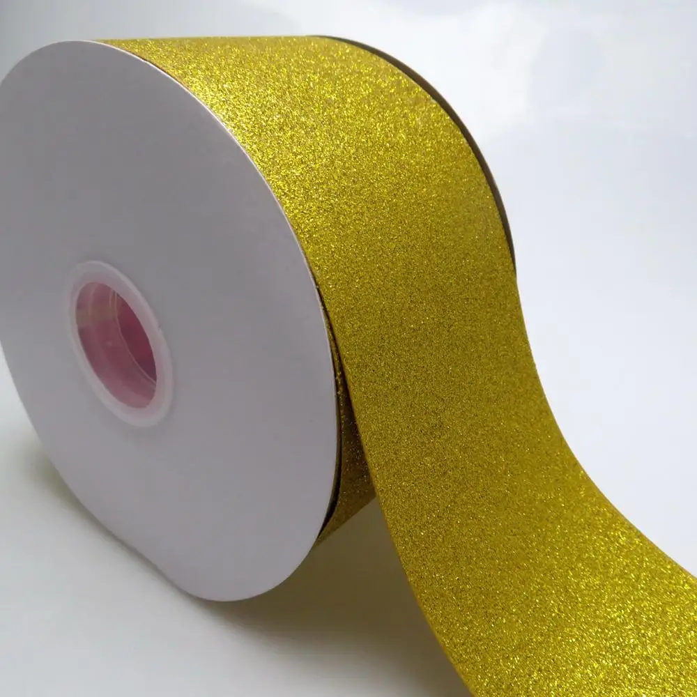 

new 3 inch () soft and sparkling solid gold glitter grosgrain ribbon