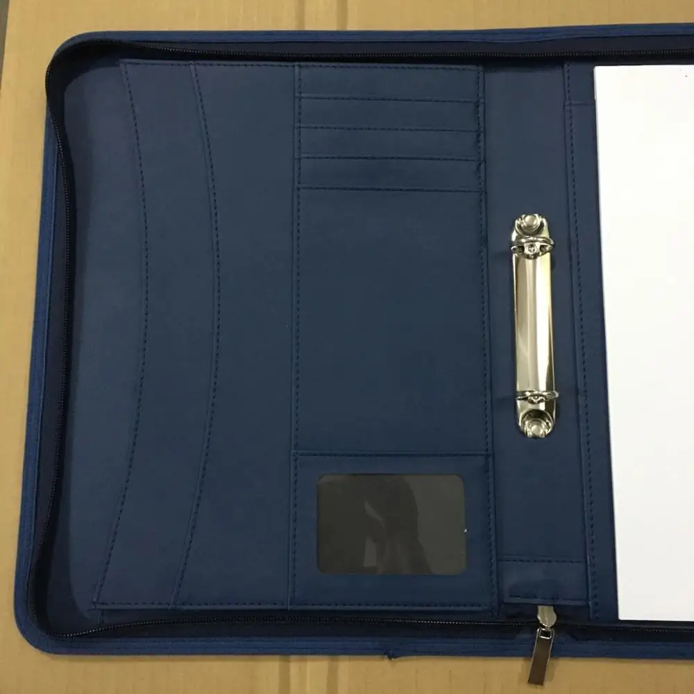 优质pu 皮革纲要环活页夹拉链文件夹