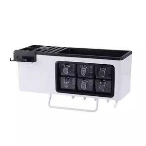 Image of Wall mounted kitchen plastic storage rack spice wall rack