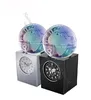 Luxury 7 color changing 24 time zone stylish elegant crystal reward souvenir world globe turntable desk clock