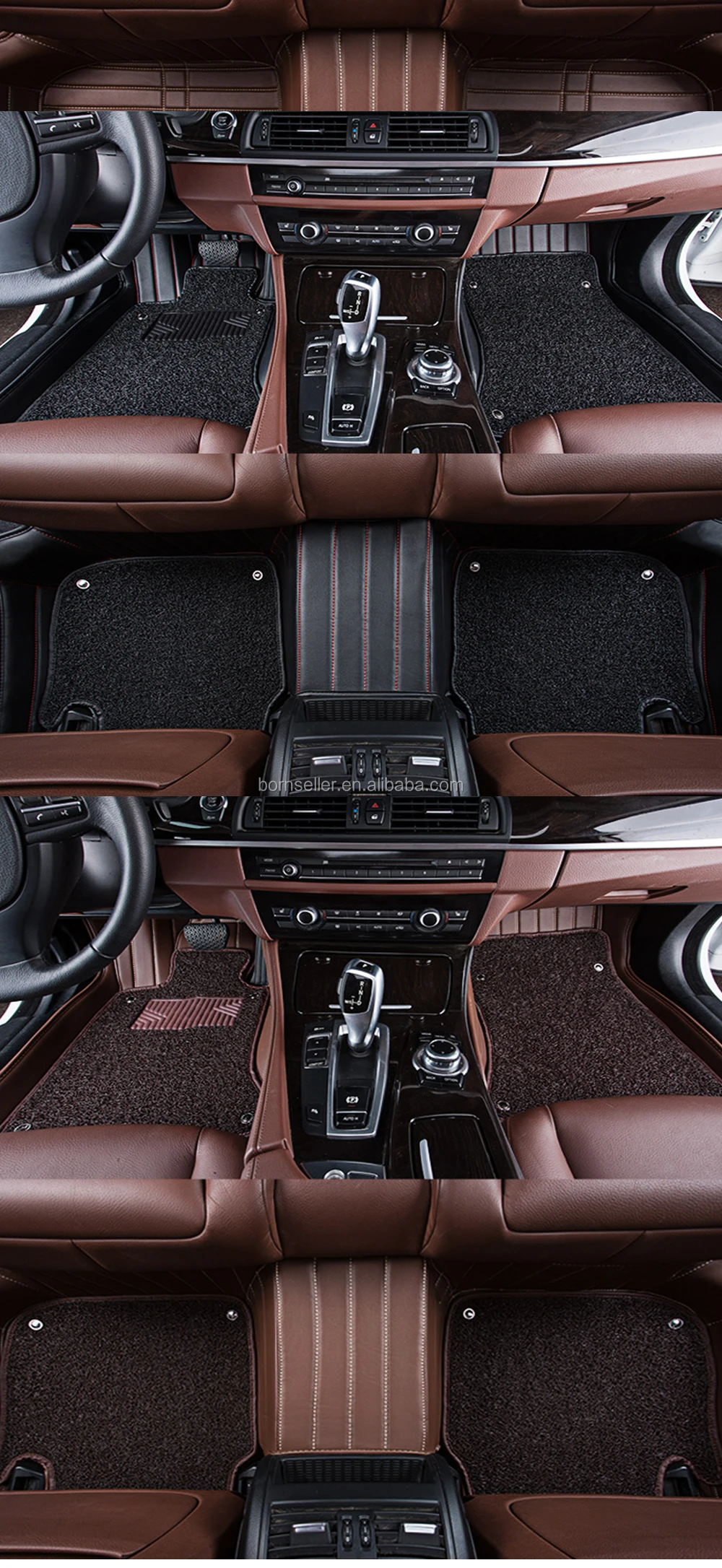 High quality hand sewing XPE custom left right hand drive pvc coil anti slip 6D artificial grass all weather floor car mat