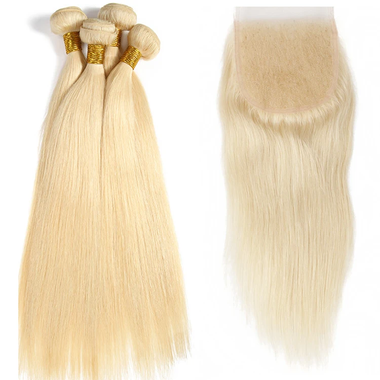 

Top quality virgin brazilian hair 613 straight blonde hair bundles with lace closure, 613 brazilian hair