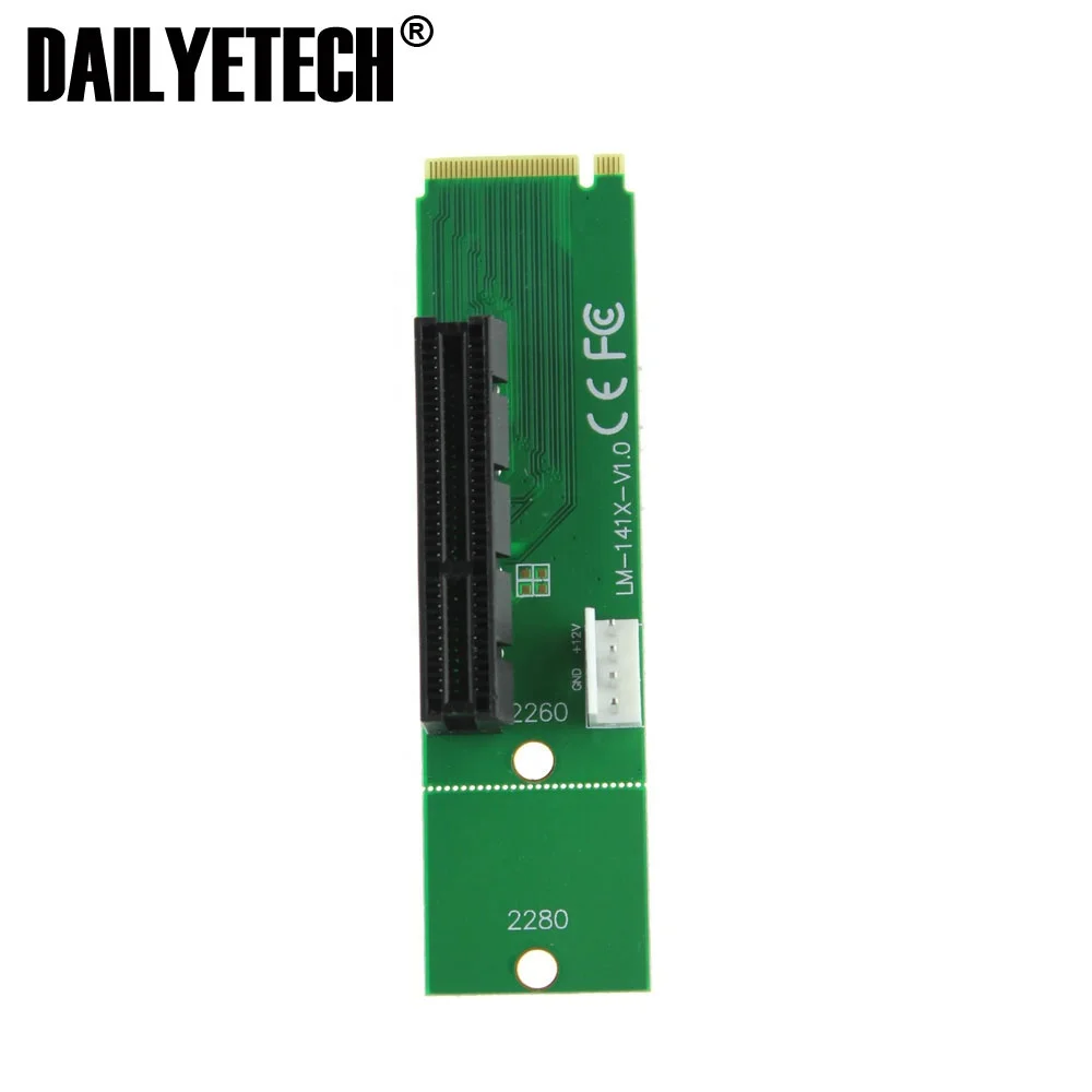 

PCI-E 4X Female to M.2 M Male NGFF Adapter Key Power Cable with Converter Card from DAILYETECH, Green