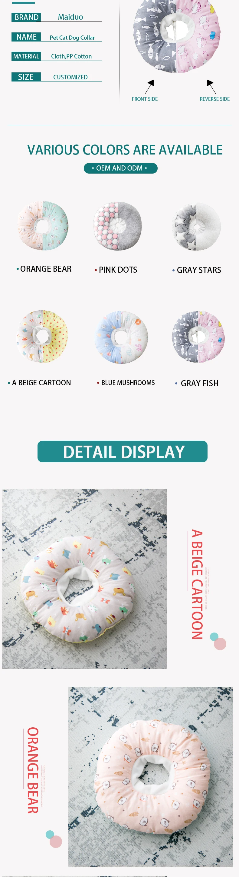 wholesale manufactory pp cotton washable adjustable soft pet dog cat elizabeth collar