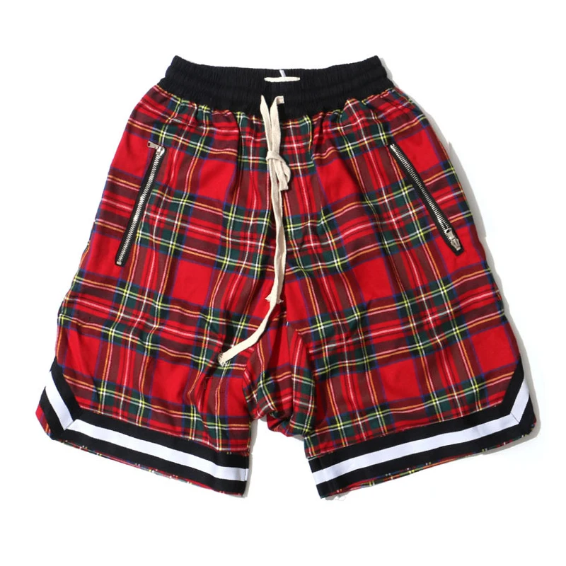 

mens retro sports basketball shorts/casual plaid shorts, Green/black/red/grey/khaki