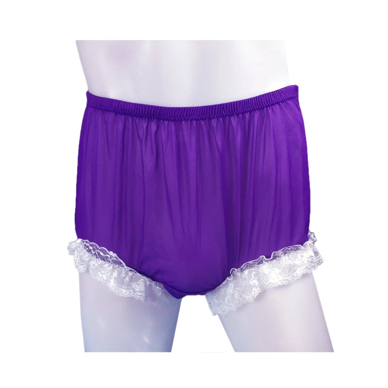 Buy Light Purple Granny Panties Briefs Sheer Nylon Underwear For Women