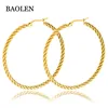 Stainless Steel Pattern Embossed Flower Earring Large Ear Ring Titanium Stainless Steel Anti-allergic Big Hoop Earrings