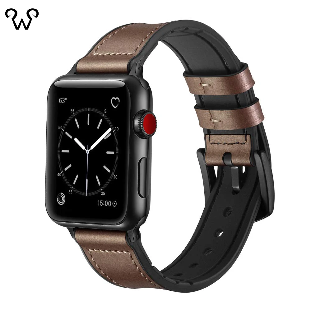 

Hot sale genuine calfskin leather watch strap for apple watch band with Connector, Brown,black etc