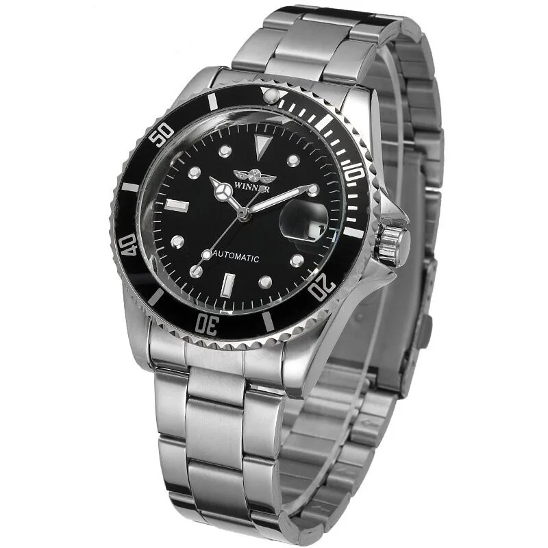 

Winner Watch Automatic Mechanical 2019 Hot Selling Classic Men Stainless Steel High Quality Wristwatches Clock Relogio Masculino, 8-color