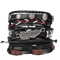 

Handmade Men Accessories Leather Bracelet Men Custom Hand Rope Leather Bracelet Men