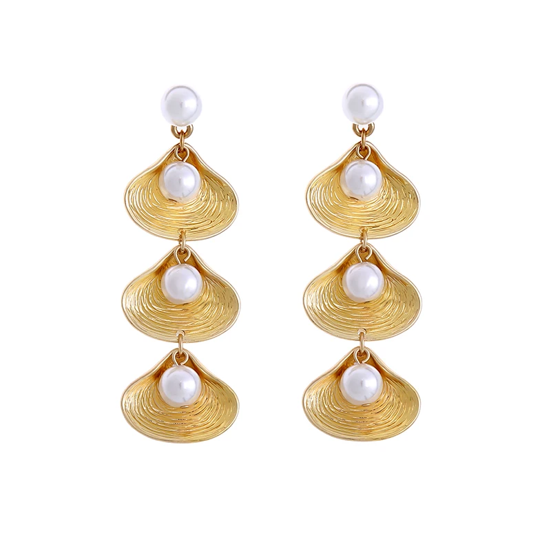 

ed01620c Online Shopping Free Shipping Custom Gold Silver Shell Shape Statement Earrings Pearl