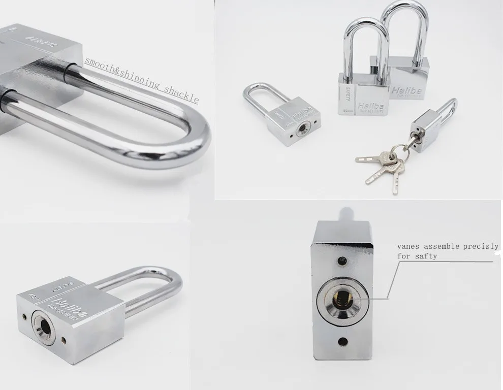 Wholesale Safty Long Short Shackle Chrome/nickle Plated Square Leaf