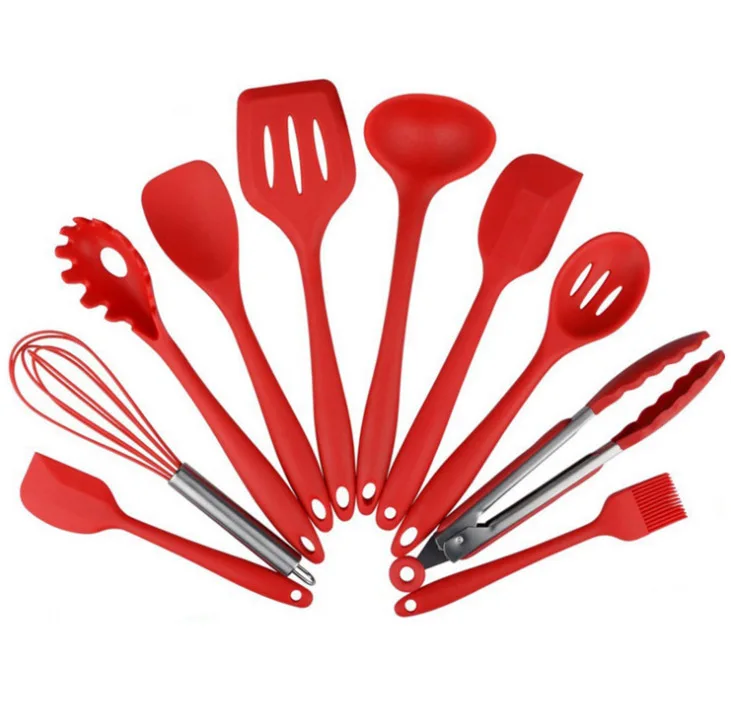 

Wholesale Amazon silicone spatula set scraper spoon cooking tools non stick kitchen utensils kitchen tool kitchen accessories, Red;black