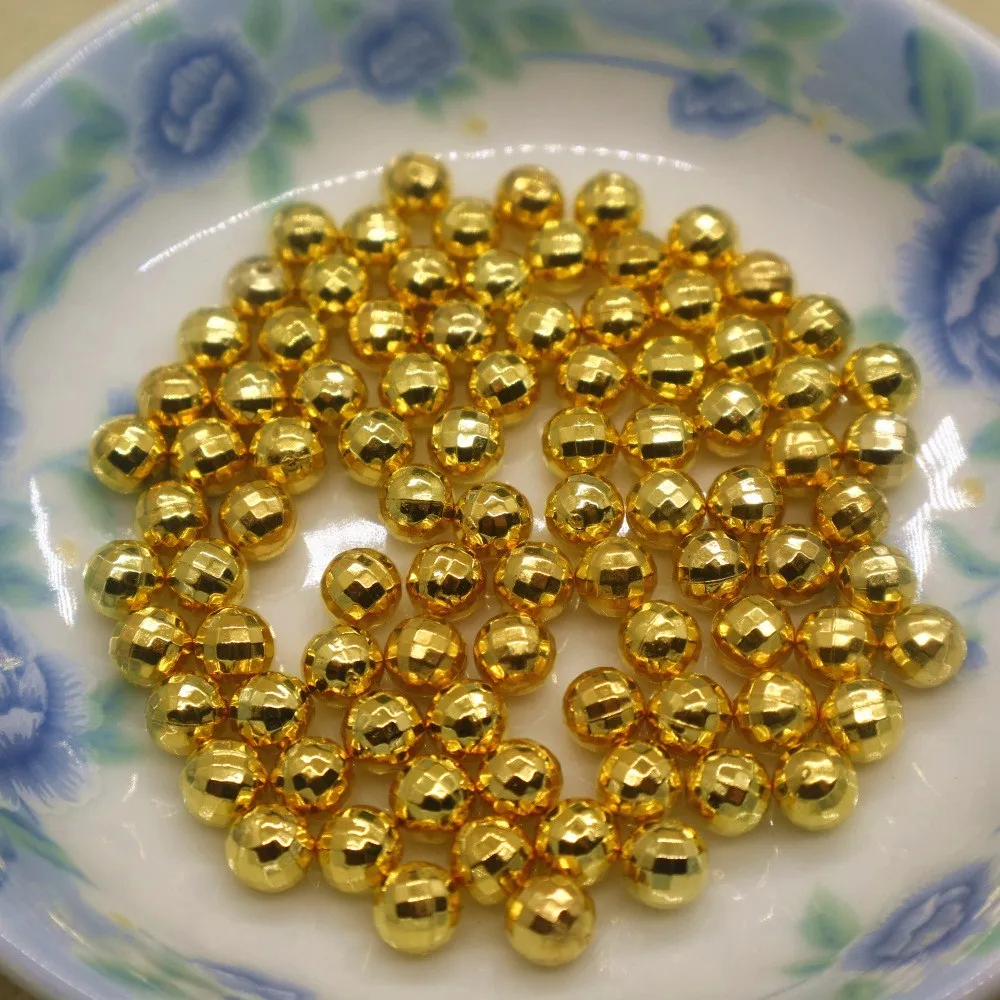 

CCB earth shape round faceted gold plated beads, Metallic color as requested