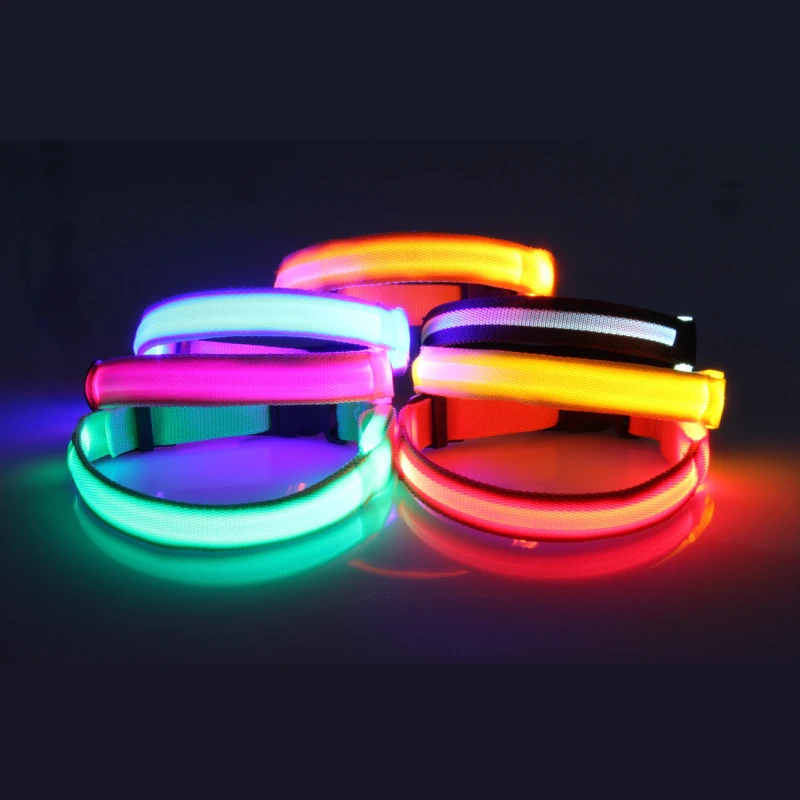 

Pet dog cat Change it every day 7 color led dog collar usb rechargeable led dog collar, As pictures