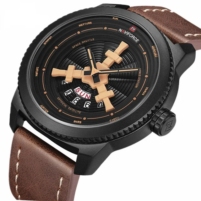 

NAVIFORCE 9156 Watch Men Relogio Masculino Fashion Leather Waterproof Watches Men Wrist Luxury Quartz Business Wristwatches, 5-color