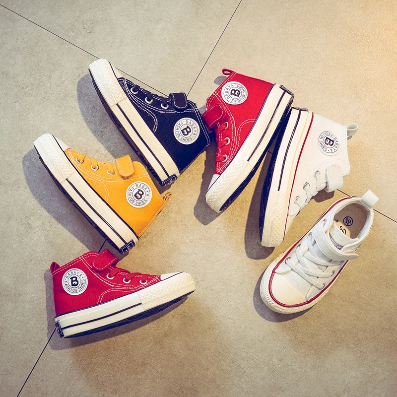 

Girls toddler canvas shoes spring Autumn white Running Sneakers children kids shoes soft and comfortable boys Flat school shoes, Black, white, red, yellow