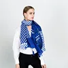 Autumn New Scarf Blue And White Striped Silk Scarf Holiday Sunscreen Blouse Tassel Sunshade Shawl