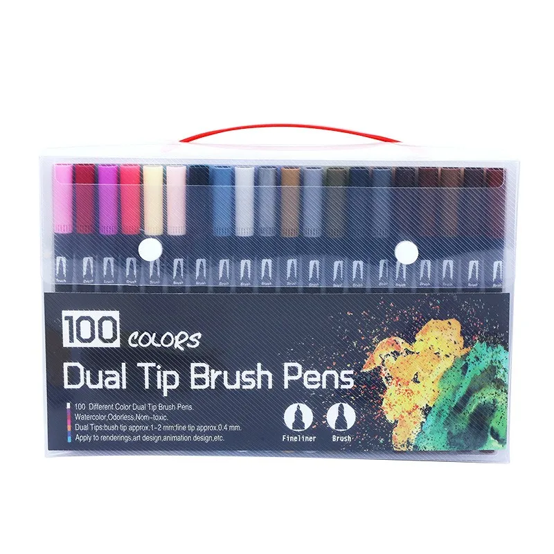 Dual Tip Brush Marker Pens Set Art Markers Fine Tip Highlighter