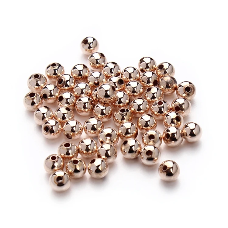 

3 4 6mm Round Gold/Silver/Rose Gold Color Copper Diy Loose Spacer Beads For Jewelry Making, Silver;gold;rose gold